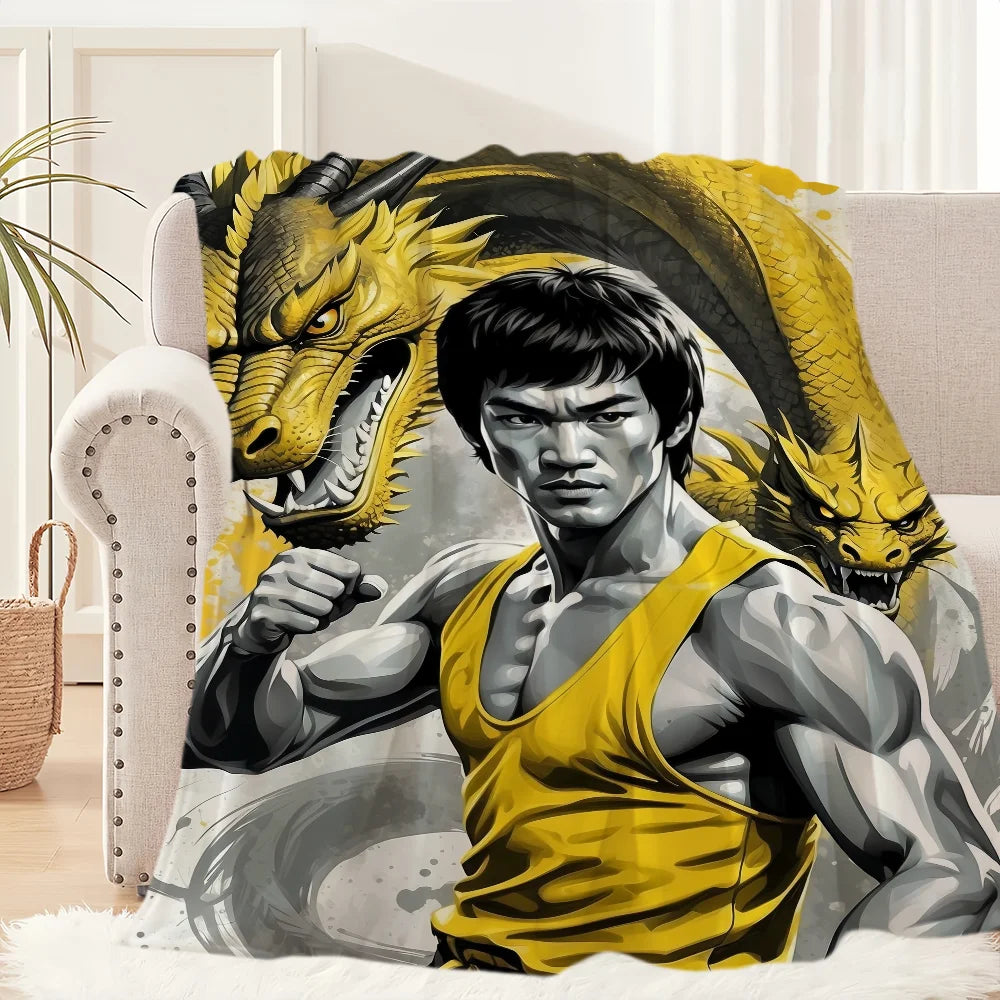 Couverture polaire Bruce Lee Kung Fu, tapis de sieste pour canapé, salon, bureau, chambre à coucher, cadeaux d'anniversaire pour enfants, voyage, maison