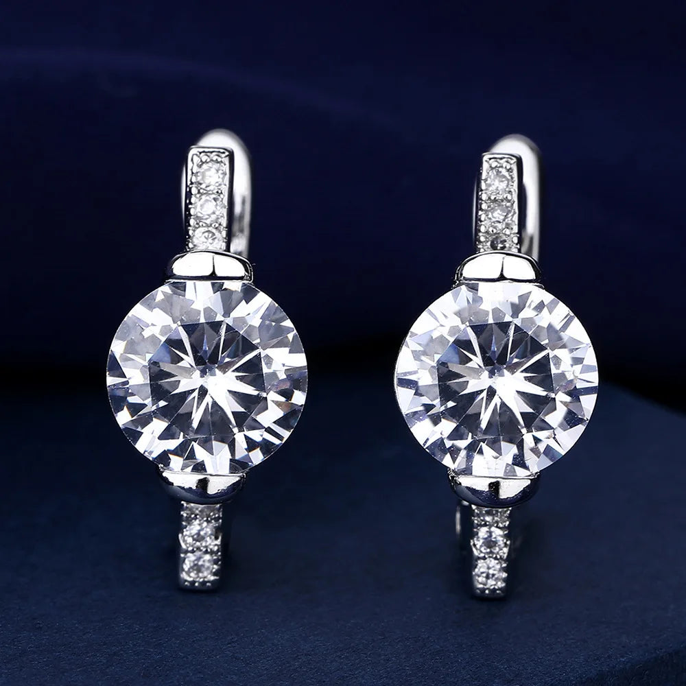 Ohrringe aus 925er Sterlingsilber, Schmuck, hochwertige Retro-Ohrringe mit einfachem Muster, lila-weiße Zirkon-Ohrringe, Bestseller