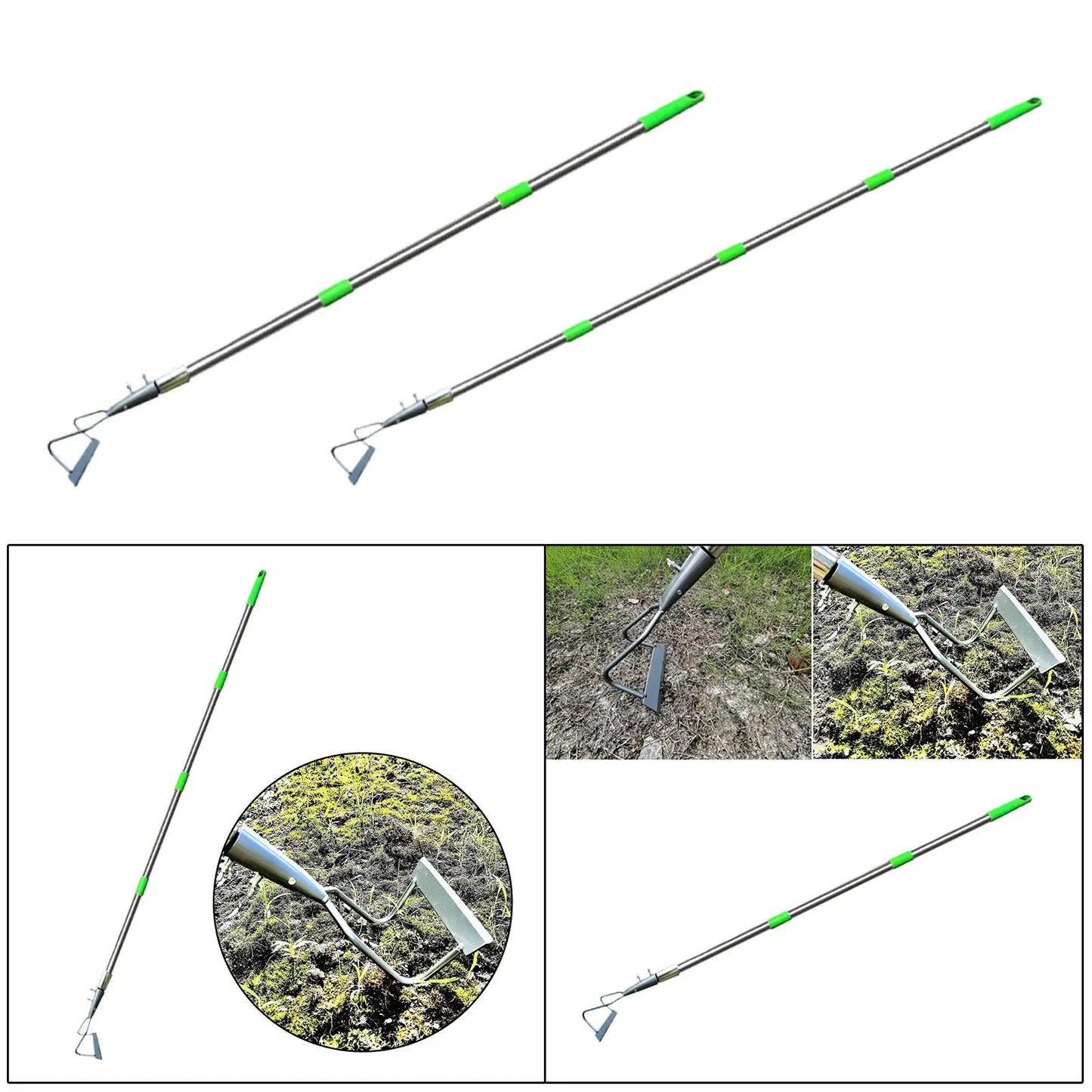 Outil de sarclage à main, désherbeur racleur cultivateur à long manche, usage intensif, idéal pour désherber sans se pencher
