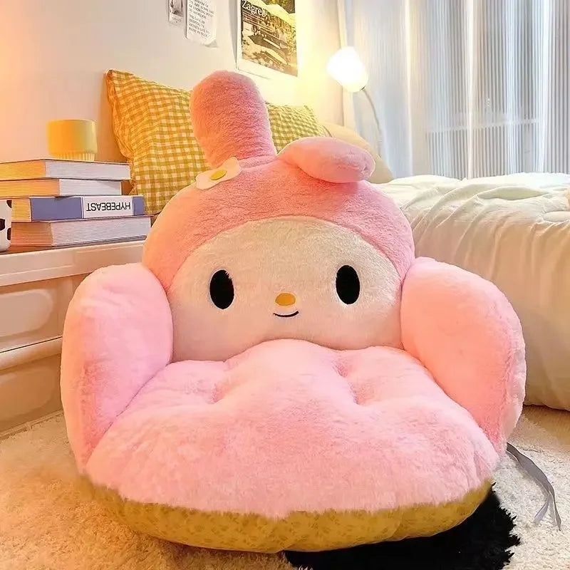 Kawaii Cinnamoroll Big Size Süßes Plüsch Halb Umgeben Schwarzes Kuromi Kissen Rückenlehne Schlafsaal Büro Rutschfestes Stuhlkissen