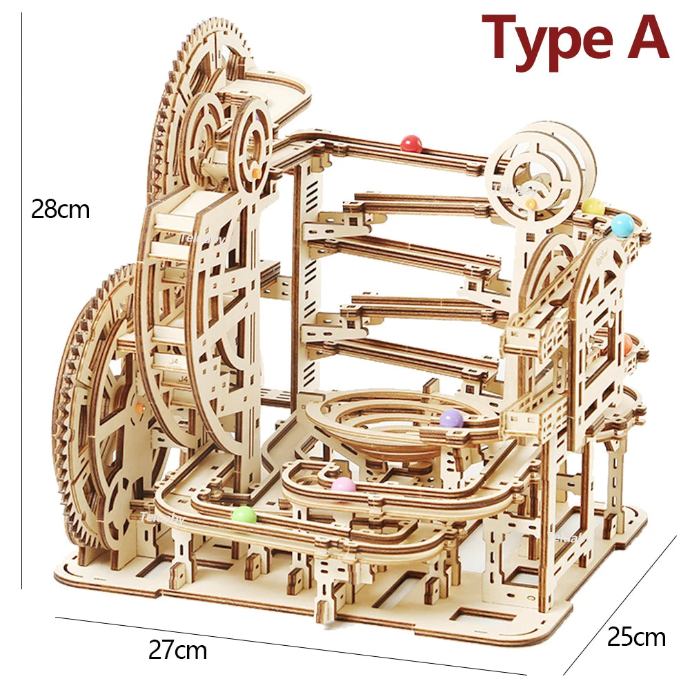 3D Holzpuzzle Murmelbahnen Mechanische Puzzles Selbstbau-Spielzeug STEAM Lernspielzeug Modellbausätze für Kinder und Erwachsene Geschenk