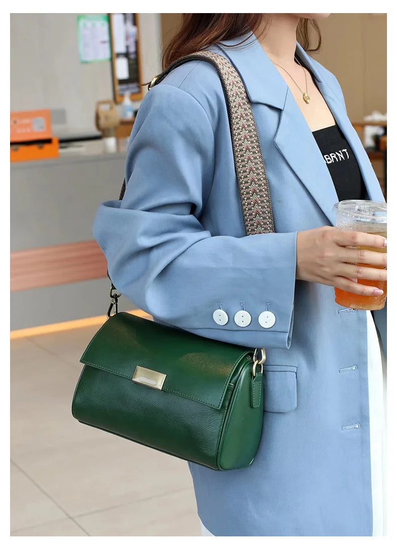 Vielseitige Damen-Umhängetasche aus Rindsleder, Damen-Crossbody-Tasche, Neu 2025, pflanzlich gegerbtes Oberleder, lässige Messenger-Handtasche