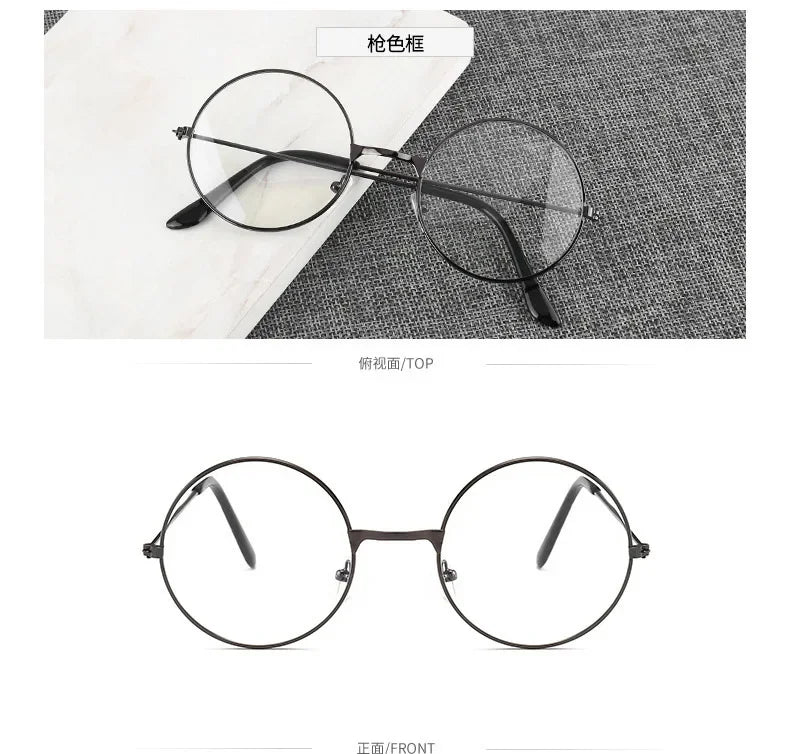 Vintage Transparent Glasses Round Metal Frame Superlight Style Clear Lens Game Eye Glasses  Protection Chic Prevent  Blue Light
