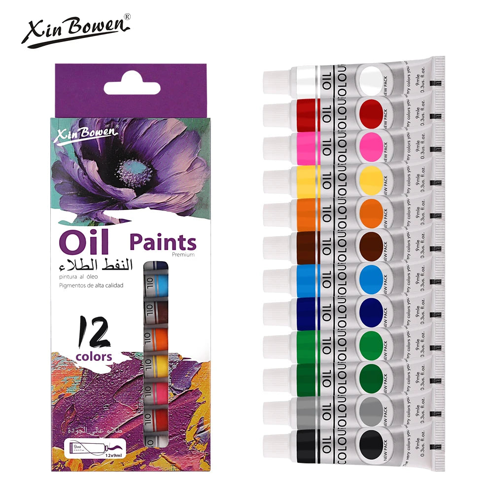 Lot de 12 couleurs de peinture à l'huile de 9 ml pour vêtements en tissu, dessin sur verre pour ongles, fournitures artistiques imperméables, vente en gros
