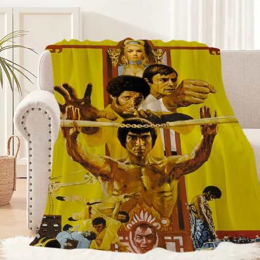 Kung fu B-Bruce L-Lee Blanket Plush Nap Sofa rug for Living Room Warm Office Bedroom Birthday Home Travel Kid Gifts