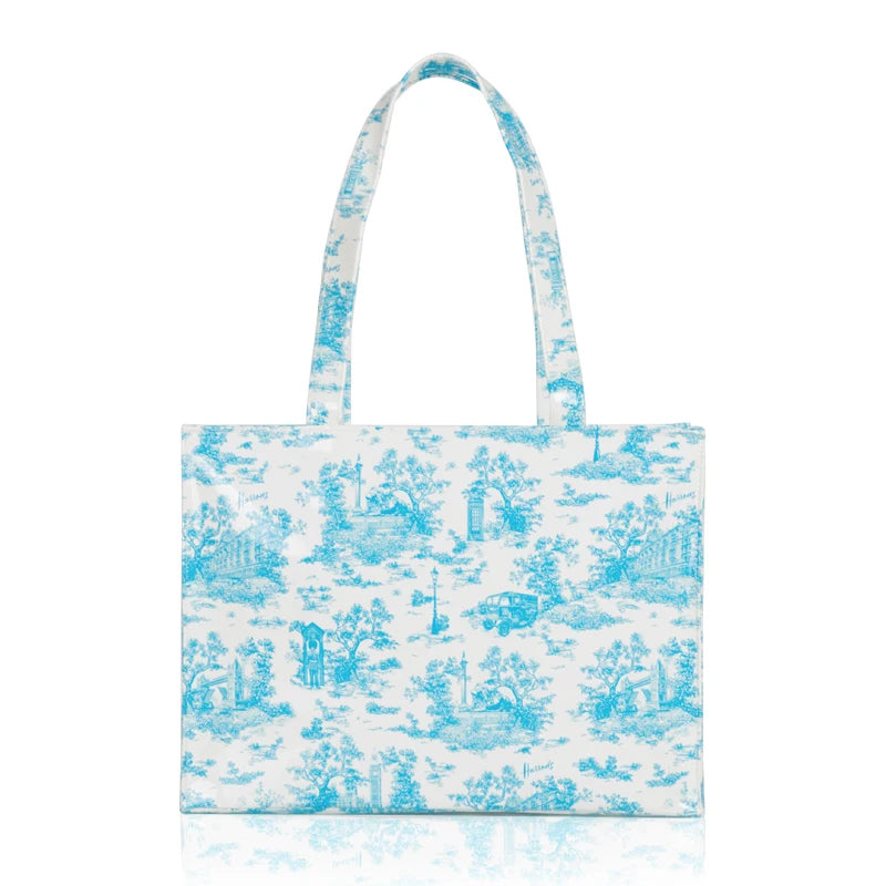 Horizontal Edition PVC Reusable Shopping Bag Eco-friendly London Lady Shopper Bag Large Capacity Waterproof Handbag Shoulder Bag