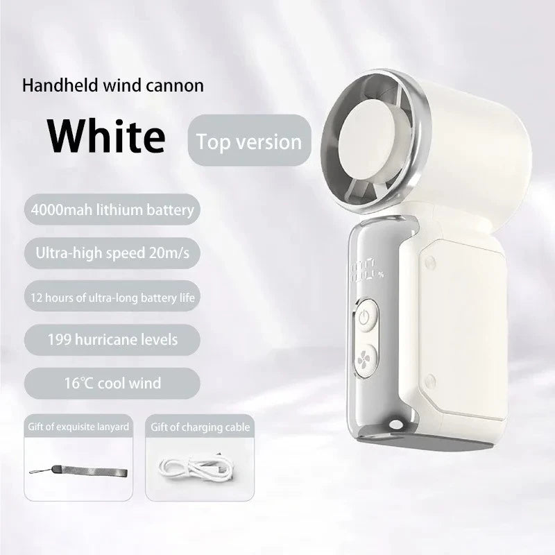 BAOTAI Portable Mini Handheld Turbo Fan LED Display Mini High Speed Handheld Fan, Outdoor Cooling,Desk Fan, Rechargeable Fan