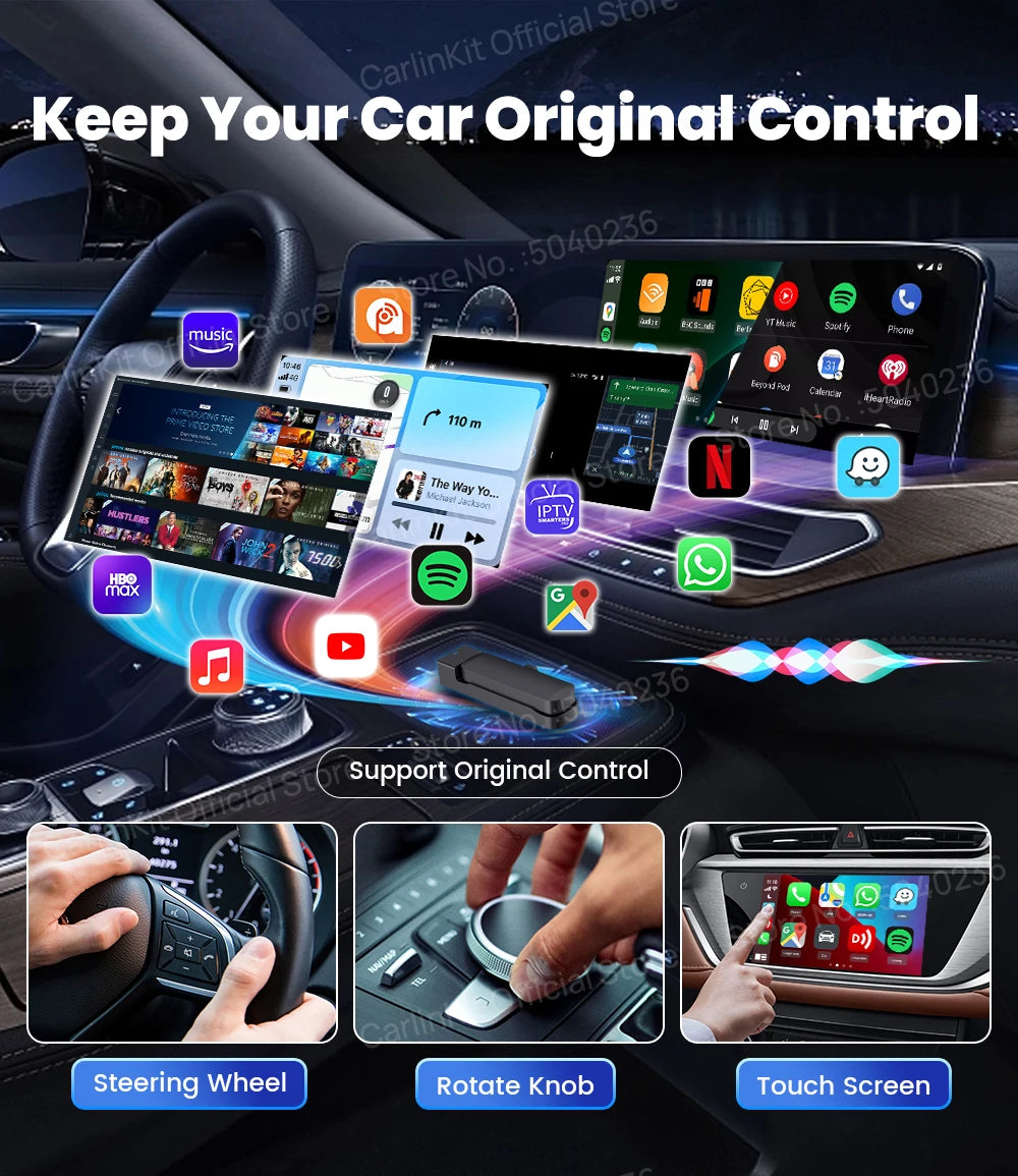Adaptateur sans fil 3-en-1 CarlinKit FireDrive Link Pro Wireless Android Auto CarPlay HDMI Pour Fire TV Stick Lite/Max/HD Lire des vidéos