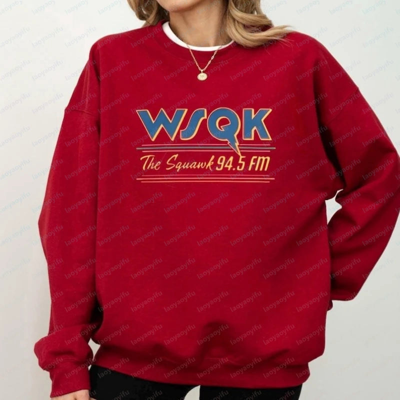 WSQK The Squawk 94.5 FM Radio Sweatshirt Wsqk Unisex Sweatshirts Vintage Sci-Fi Crewneck 80er Nostalgie Sweater Retro Shirt Geschenk