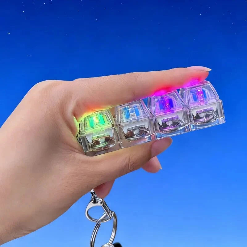 Porte-clés Clavier LED Jouets Fidget Crystal Clicker Jouet Sensoriel pour Soulagement du Stress Porte-clés Clavier Cadeau de Fête d'Anniversaire pour Enfants