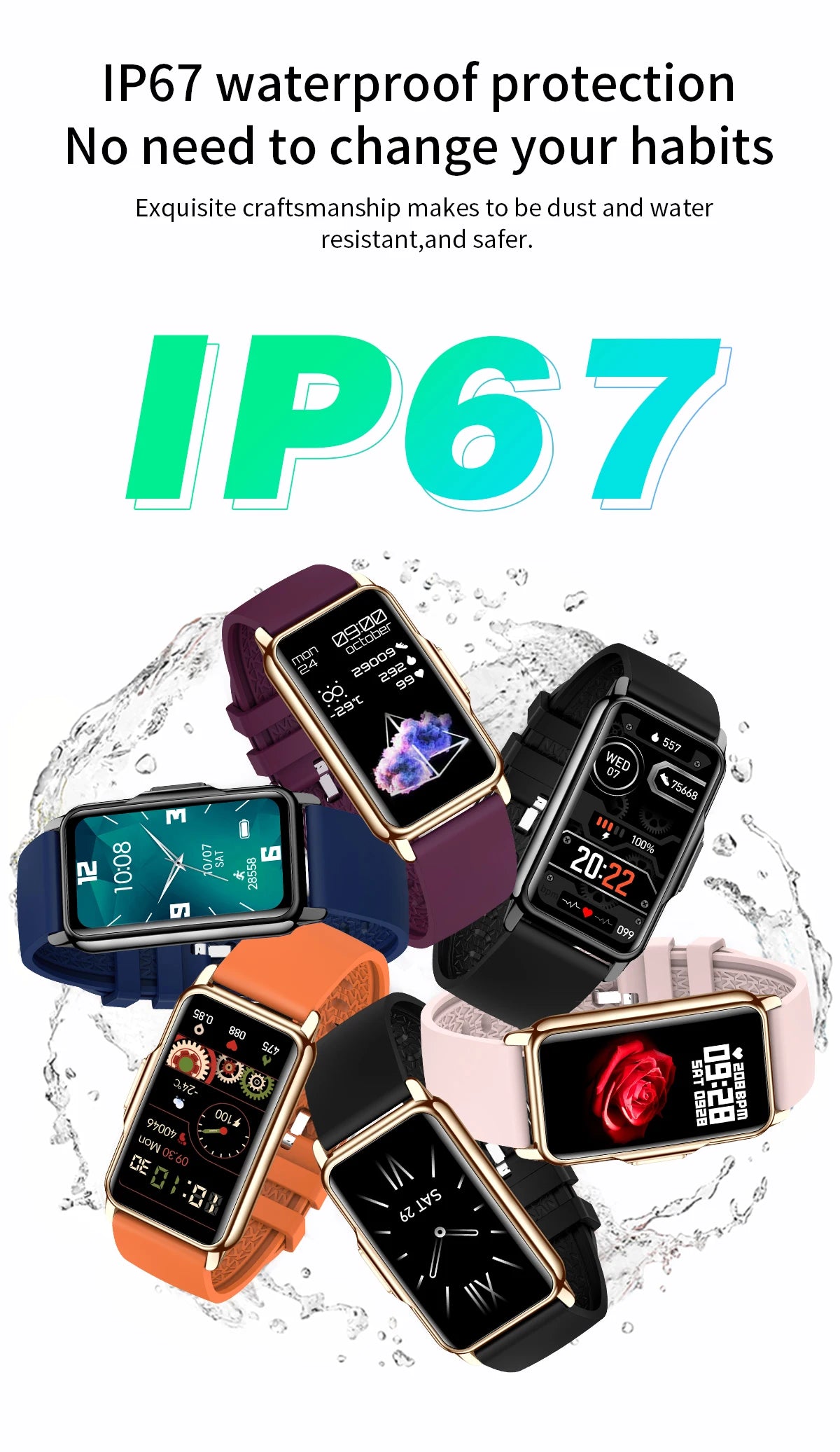 Für Android IOS Smart Armband Frauen Smartwatch Männer Herzfrequenz Blutsauerstoff Wasserdicht Sport Smart Band Uhr Für Damen +Geschenk