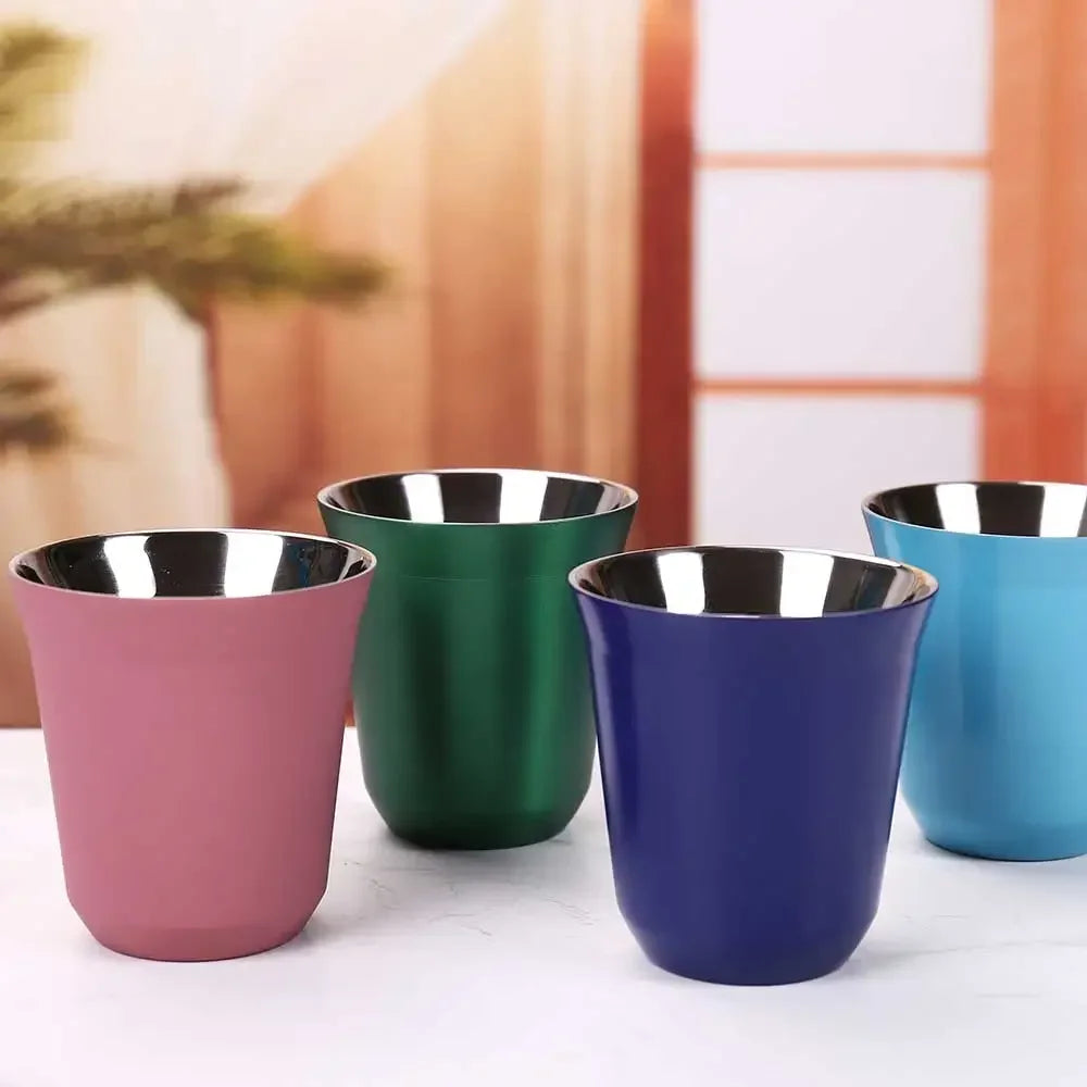 Tasses à espresso 80 ML/160 ML en acier inoxydable 304, tasses à café isothermes à double paroi, lavables au lave-vaisselle, tasses de petite capacité
