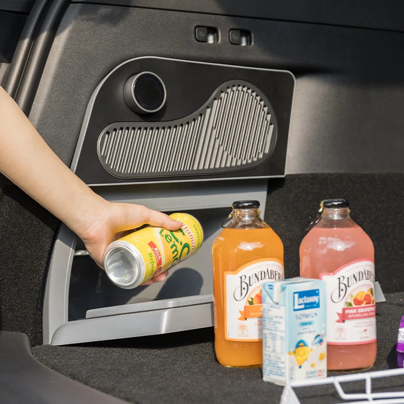 Für Tesla Model Y & Highland 16L Auto-Kühlschrank, tragbarer Kompressor-Gefrierschrank – 5-Sitzer Camping-Kühlbox, für frische Lebensmittel unterwegs
