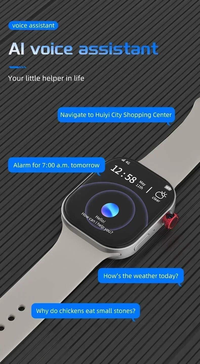 La smartwatch Android 4G VP99 dispose d'une caméra rotative à 180°, d'un emplacement pour carte SIM, du suivi GPS, de la connectivité WiFi, d'un espace de stockage de lecture et de la voix IA.