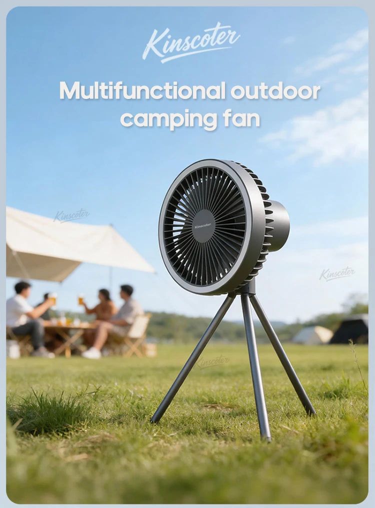 10000mAh 4000mAh Camping-Ventilator Wiederaufladbarer Tischventilator Tragbarer Zirkulator Kabelloser Deckenventilator mit Powerbank LED-Beleuchtung
