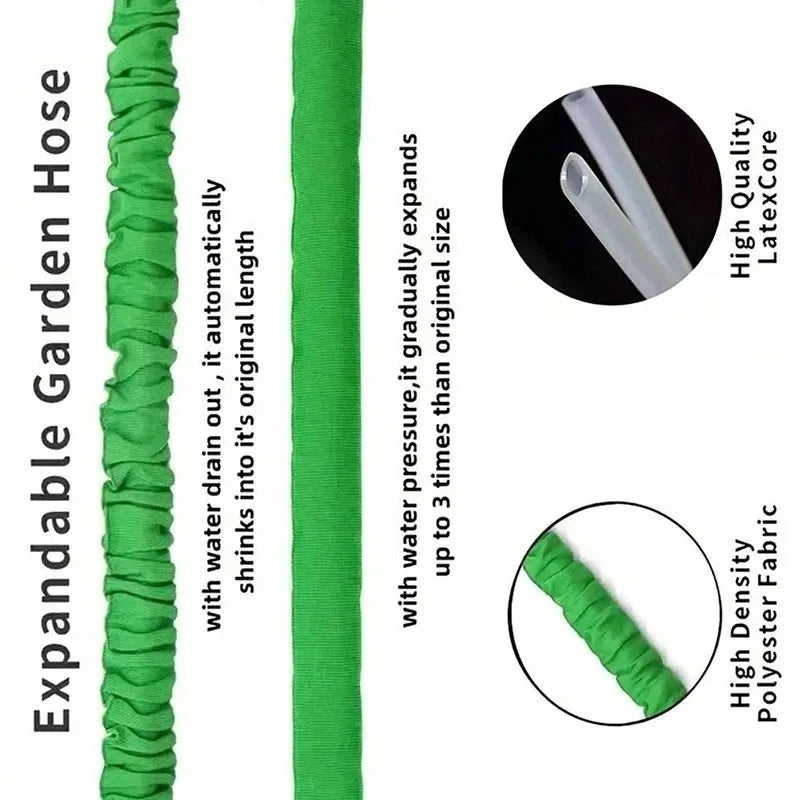 Tuyau d'arrosage extensible magique 25-200 pieds, conception légère, matériaux durables, 7 fonctions de pulvérisation d'eau, outils d'arrosage pour jardin et maison