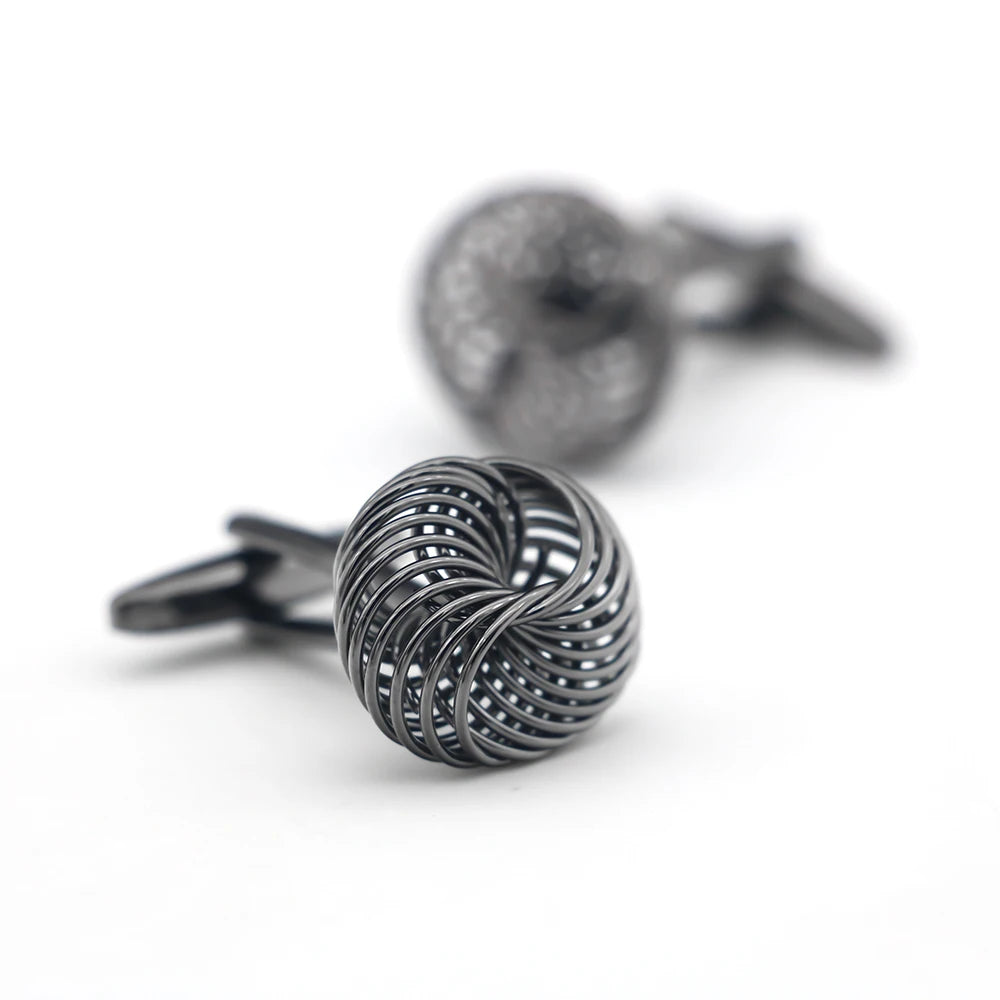 iGame Boutons de manchette nœud de mode en laiton de qualité design boule tressée pour mariage homme