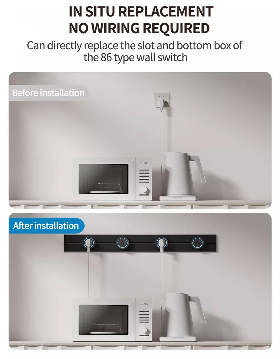 Wall Electrical Track Socket Home Kitchen Office Removable Extension Rail Socket Round Module Surface Mounted In The Countertop