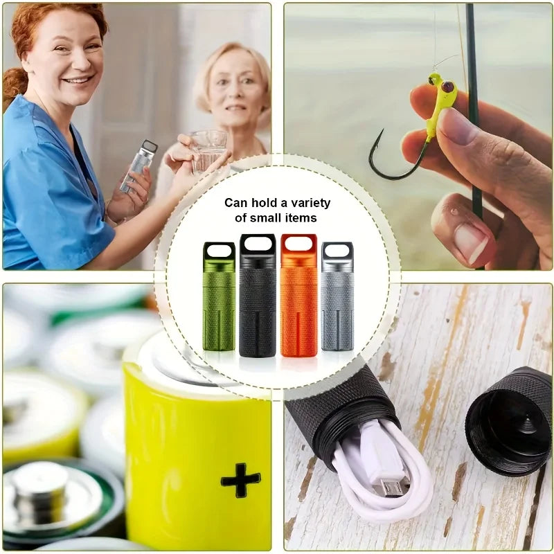 Pilulier Portable en Alliage d'Aluminium Étanche Boîte de Rangement Scellée Contenant de Voyage pour Petites Pilules Étui à Médicaments de Poche