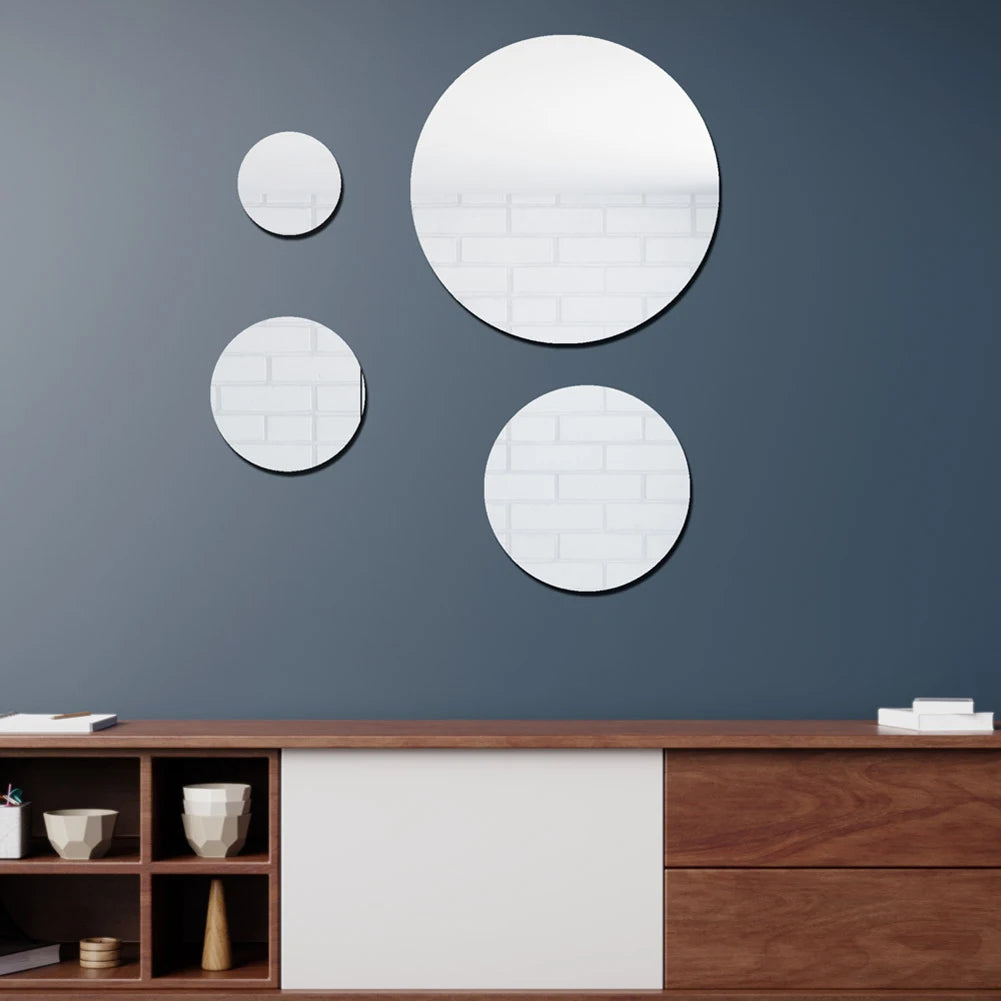 Acrylic Mirror Stickers Self Adhesive Wall Decor Stickers Decorative Small Circle Mirror Decals for Hallway Wall Decor