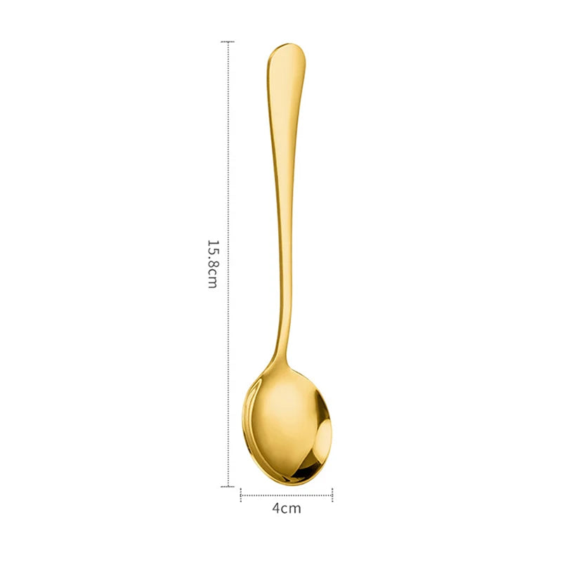 1 Pc Stainless Steel Korea Soup Spoons Home Kitchen Ladle Capacity Gold Silver Mirror Polished Flatware For Coffee Tableware