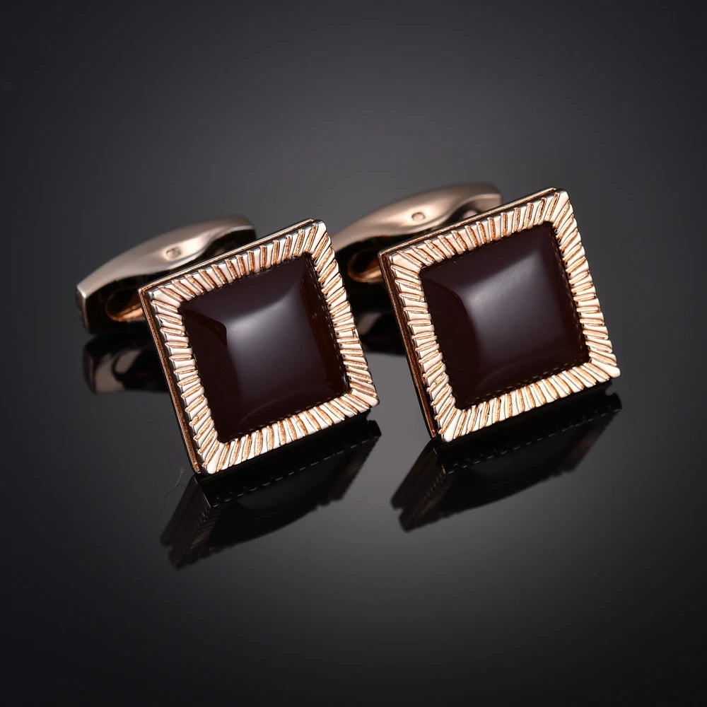 Quality Gems Craft Manschettenknöpfe Blumenmuster Golden Horse Muster Stoff Französische Ovale Hemd gemelos cuff links