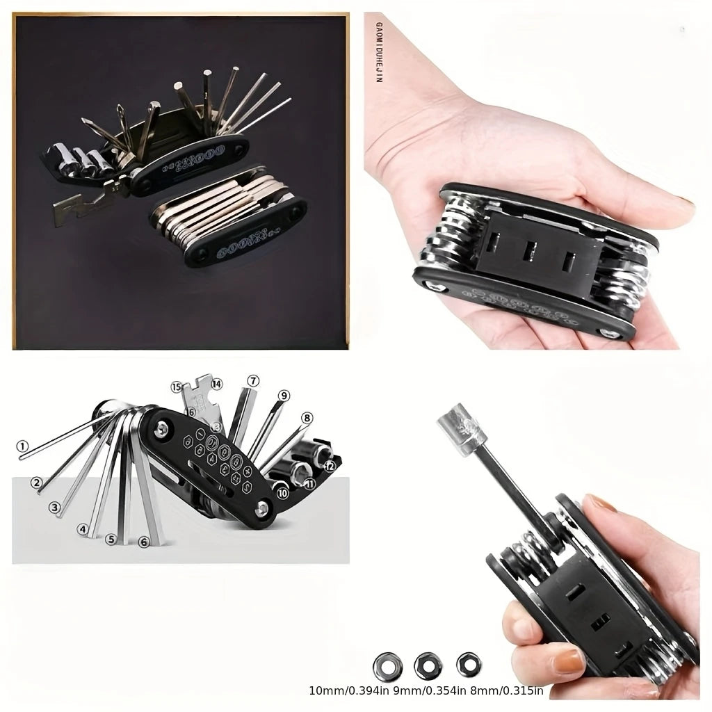 16-in-1 Steckschlüsselsatz, rutschfester Drehgriff. Robuster Edelstahl für Reparaturen im Haushalt und am Auto. Einfaches und universelles Werkzeug.