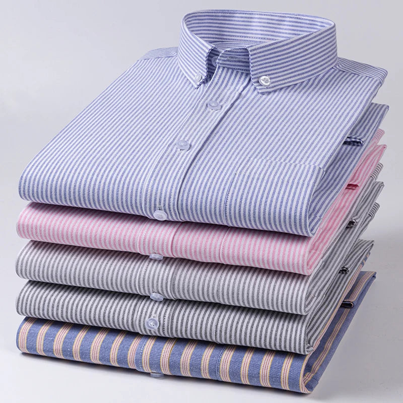Chemises Oxford à manches longues en 100 % coton pour homme, grandes tailles 8XL, coupe ajustée, unies ou rayées, pour le bureau, couleur blanche, tenues professionnelles