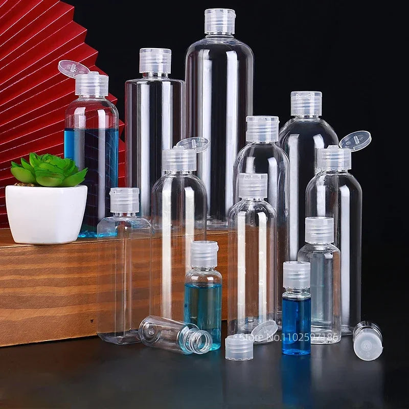Lot de 30/50/100 flacons compressibles en plastique de 5 à 120 ml avec bouchon à clapet, en PET, pour lotion, shampoing, échantillons cosmétiques, flacons de voyage