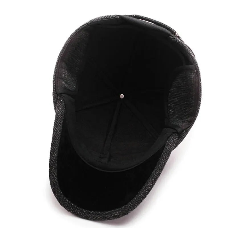 Casquette de baseball en laine tricotée pour l'hiver, cache-oreilles, casquette de baseball pour hommes, chapeaux chauds et épais avec protège-oreilles, casquettes de sport de golf, snapback