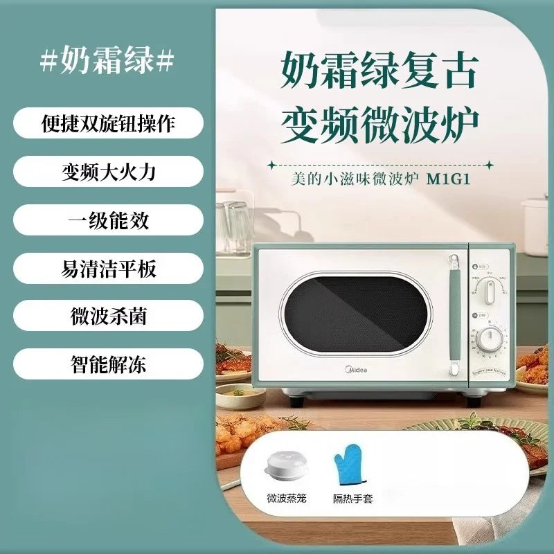 Petit Four à Micro-ondes Rétro Inverter, Appareil Multifonction 3-en-1 Cuisson Vapeur pour Cuisine Domestique
