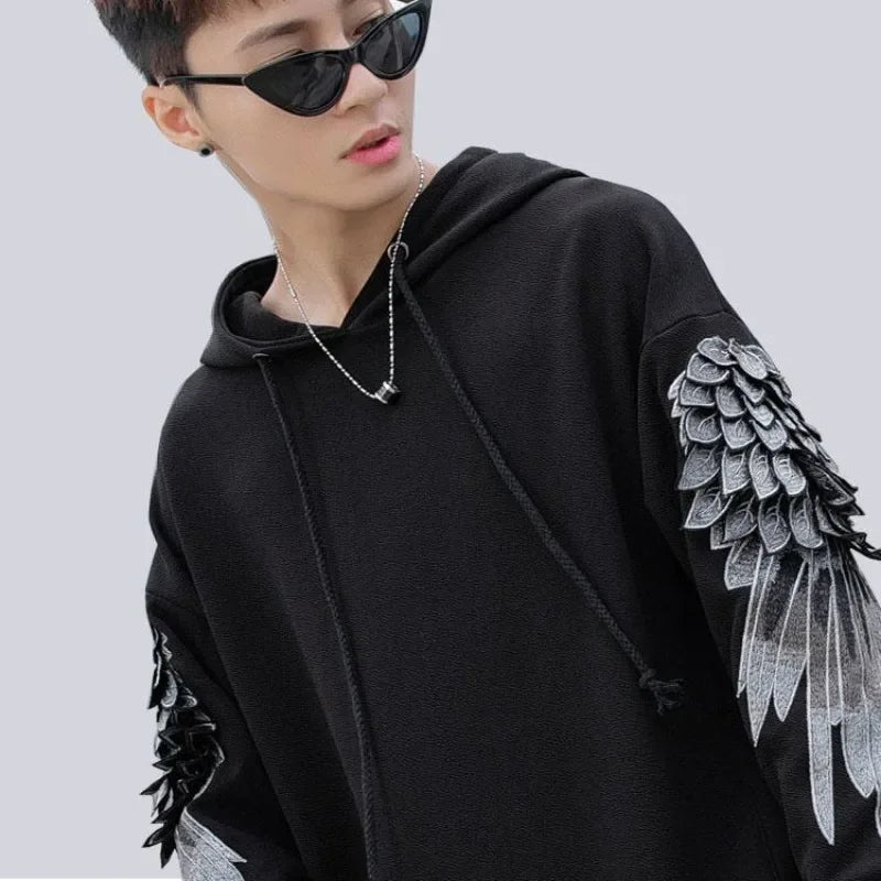 Sweat-shirt Homme à Capuche Brodé Vêtements Masculins Hip Hop Sweats à Capuche Chemise Blanche Luxe Sans Marque Streetwear Automne Pas Cher Emo