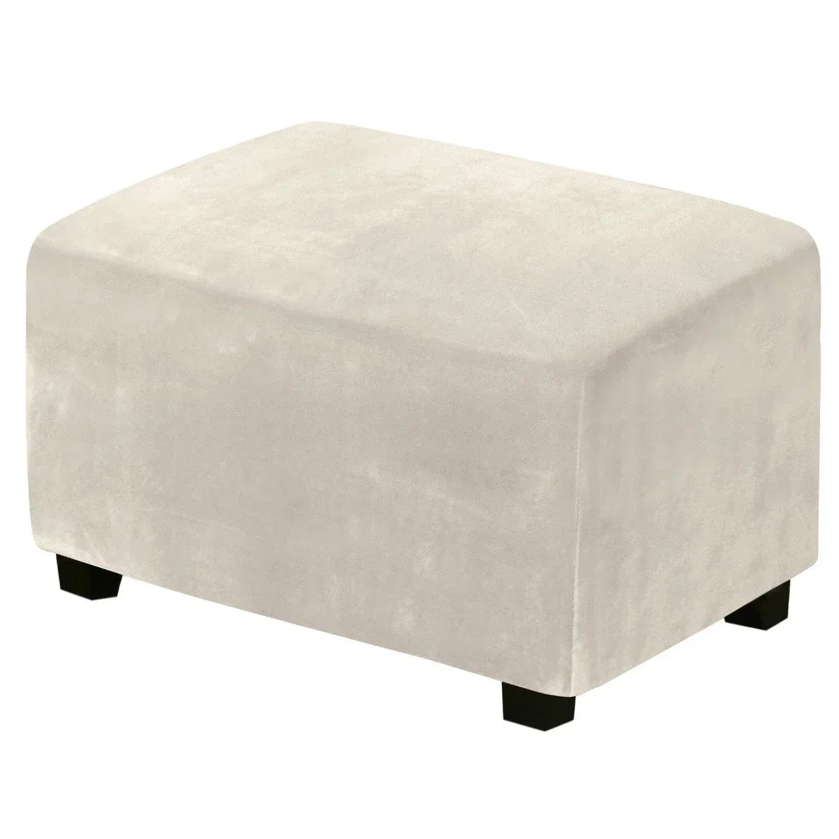 1 Housse de Tabouret Bas Rectangulaire en Velours Élastique, Épaisse et Ultra Douce, Antidérapante et Lavable, Protection de Meuble