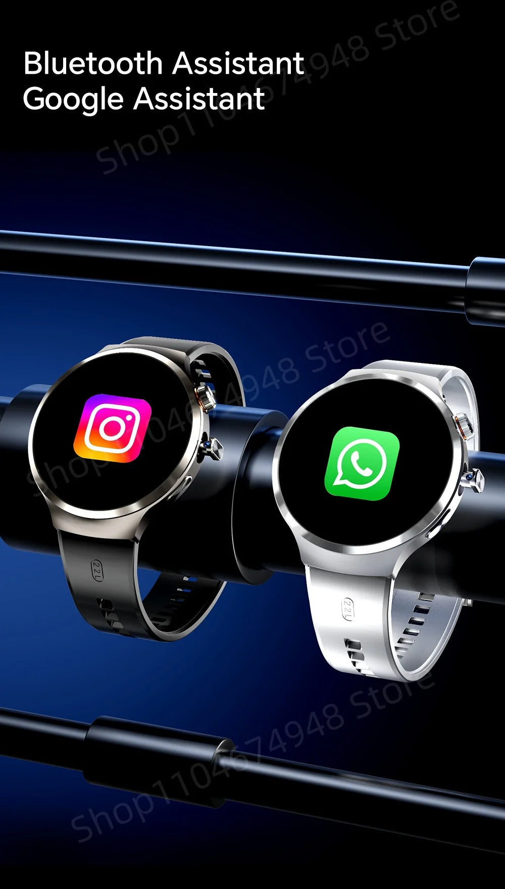 Montre intelligente 4G/5G Full Netcom 1,98 pouces Amoled avec caméra rotative à 210°, Android 13.0, double système GPS, batterie 1900 mAh