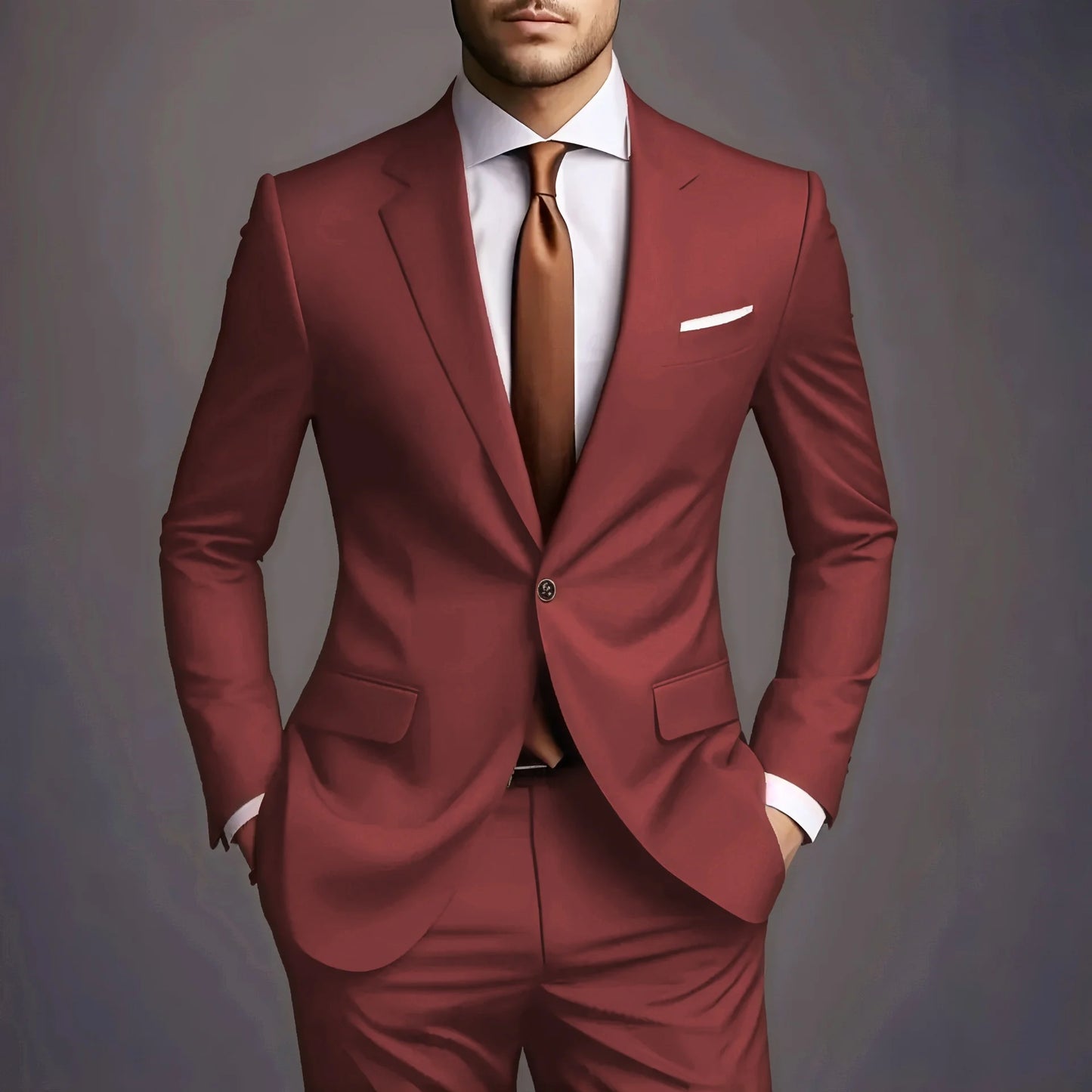 (Jacke + Hose) 2025 Neuer luxuriöser, eleganter Herrenanzug, 2-teiliges Set, modisch, koreanisch, lässig, Slim Fit, für Gesellschaft, Bräutigam, Hochzeit, Smoking