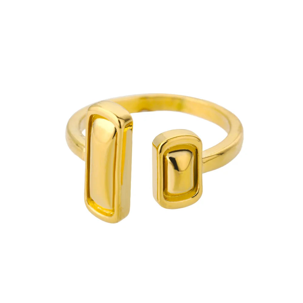 Edelstahlringe für Damen 2024 Trend Offener Goldfarbener Doppelperlenring Hochzeit Ästhetischer Schmuck Paar Geschenk anillos