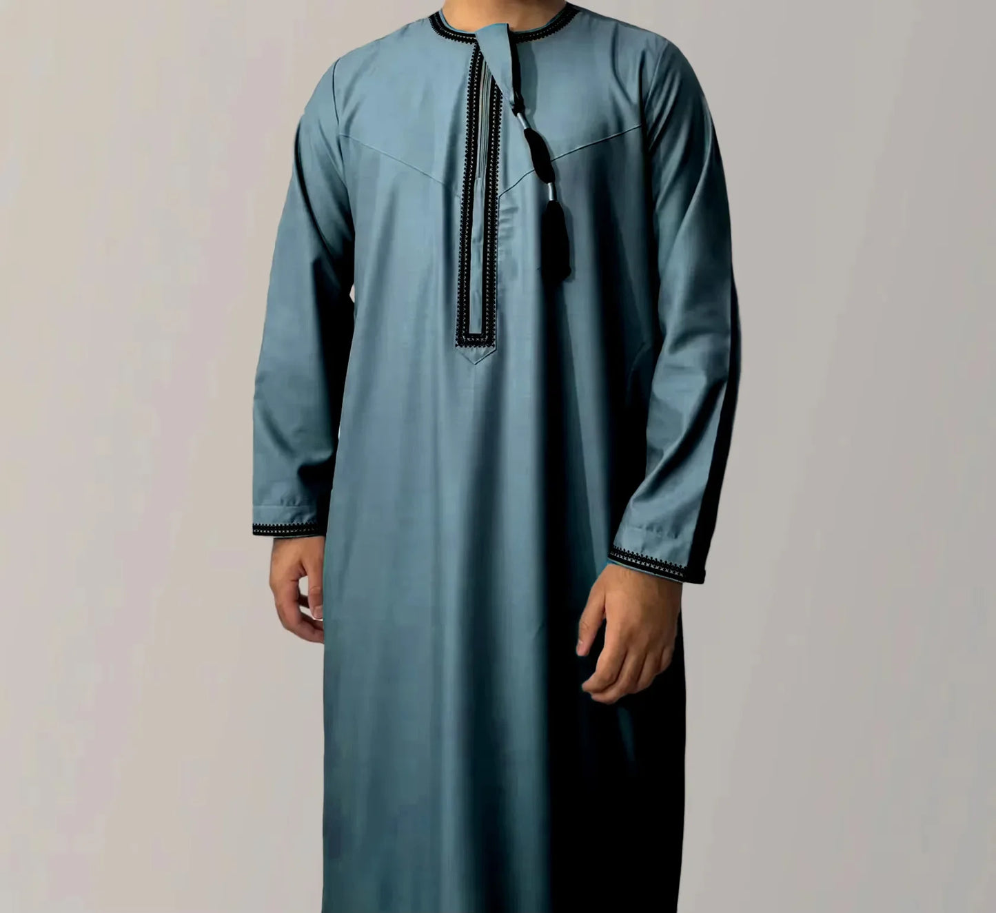 Nouvelle robe longue à manches longues pour hommes musulmans Abaya Daffah Jubba Thobe Pakistan Arabie Saoudite Caftan Islamique Vêtement de prière Afghane