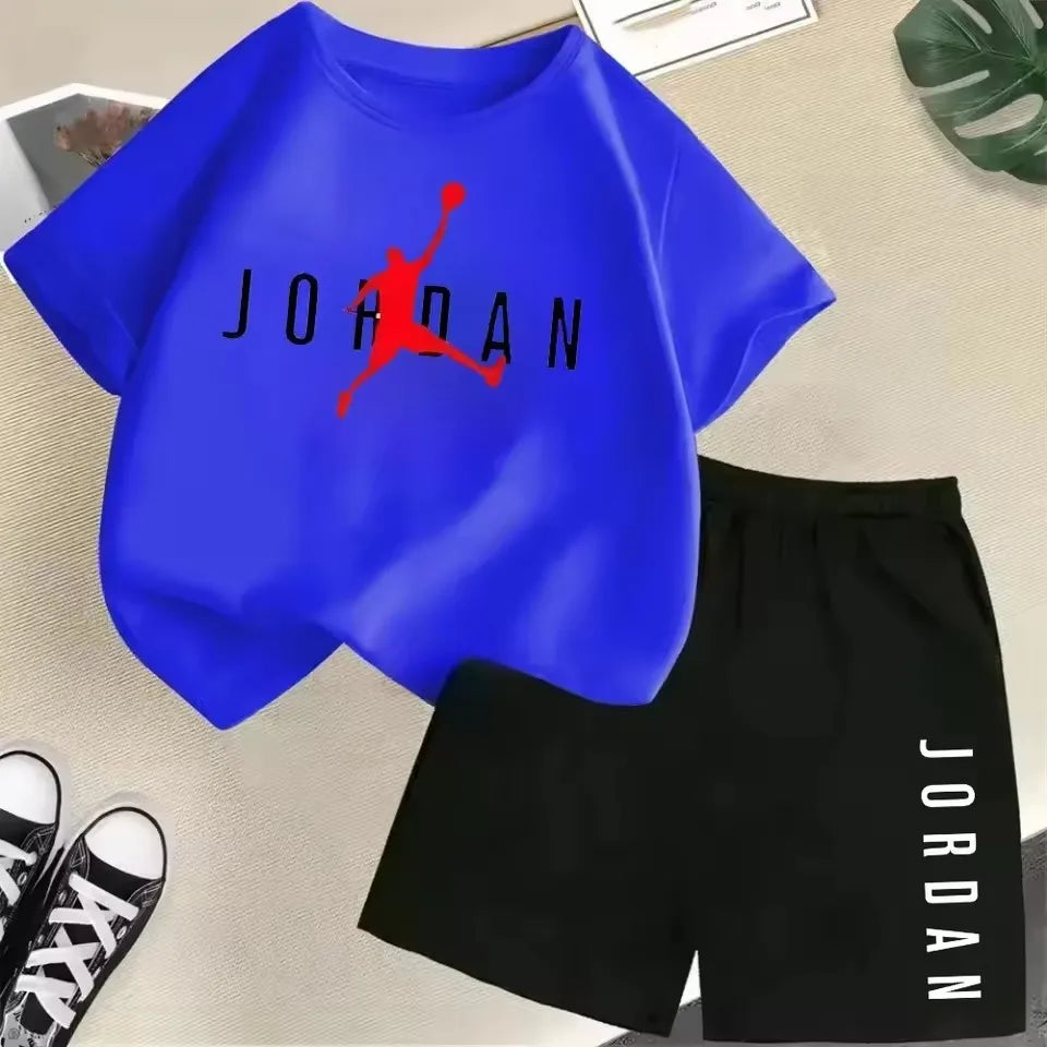 Sommer Kurzarm Kinder Set Slam Dunk Master Muster Print Sport T-Shirt + Shorts 2-teiliges Set Kinder Jungen Mädchen Mode Trainingsanzug