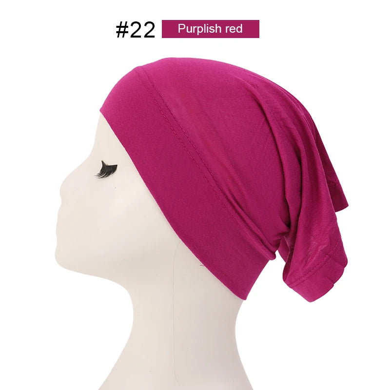 Bonnet Hijab Musulman Turban Foulard Coton Modal Voile Uni Casquette Sous Écharpe Musulmane Femme Foulard Turban Hijabs Chapeau Islamique