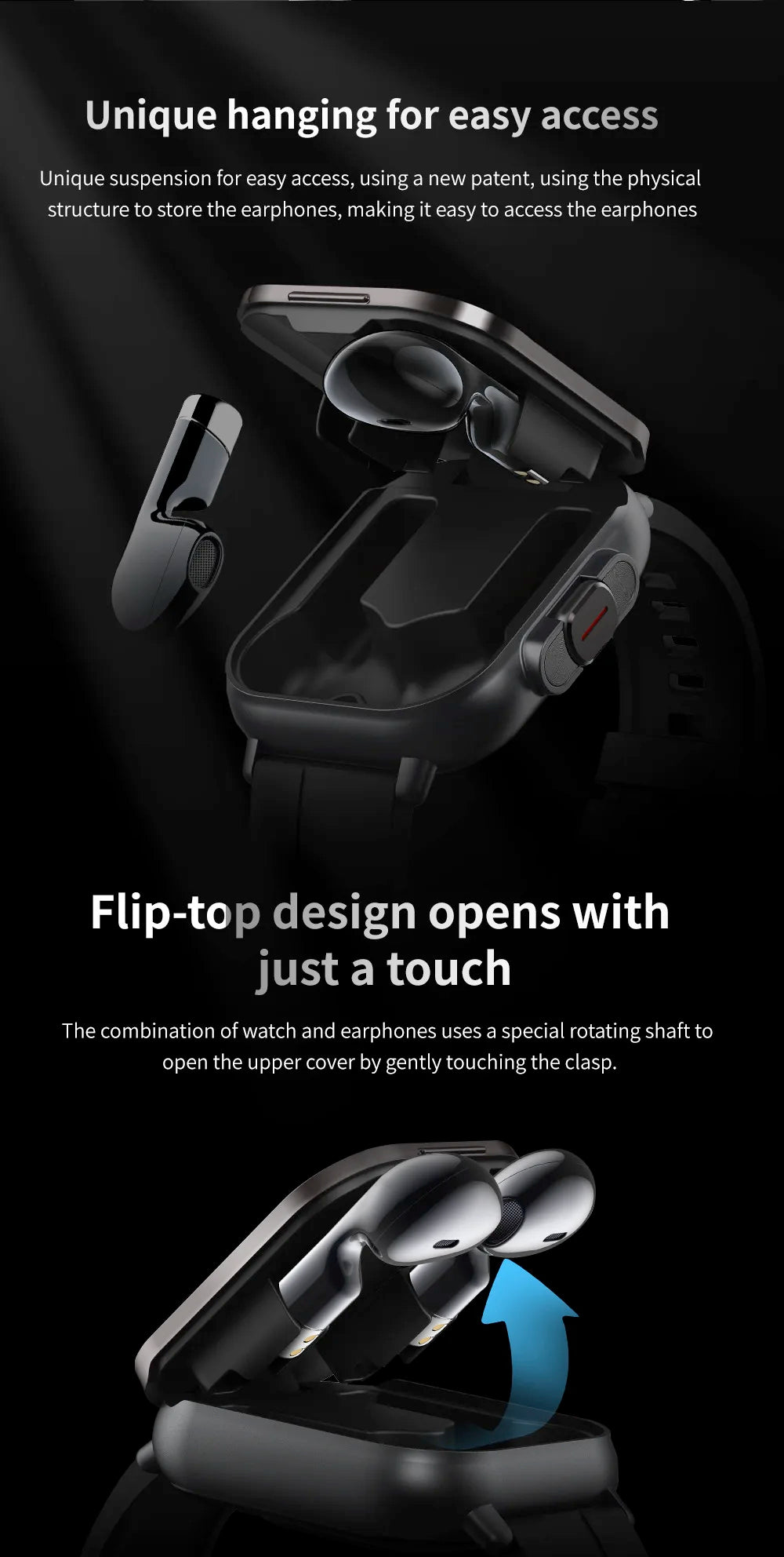 TWS Earphone Smartwatch 2.01" Headset 2-in-1 Smartwatch BT-Anruf Bluetooth Kopfhörer Uhren Herzfrequenz Sport Fitness Armband