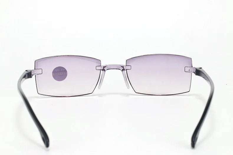 Lunettes de lecture anti-lumière bleue pour femmes, monture sans bords à découpe diamantée, pour hommes, anti-fatigue, hypermétropie, presbytie +1,5