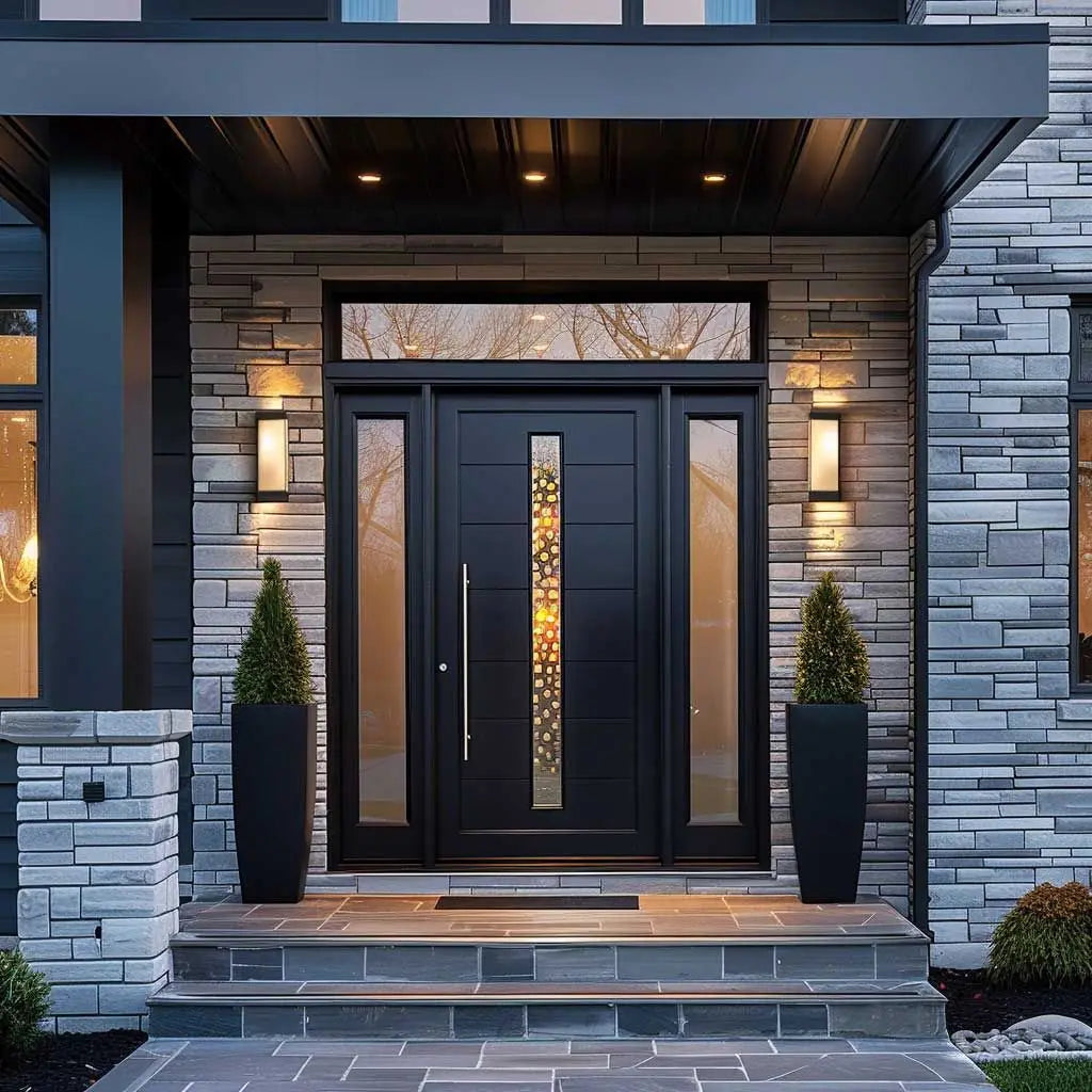 Portes principales prix usine pour la sécurité domestique, portes en aluminium au design moderne avec verre trempé pour villa, porte d'entrée personnalisée