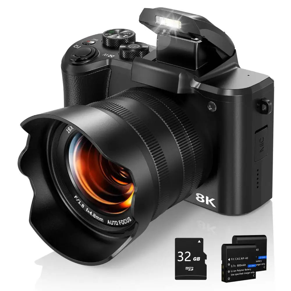 8K Digitalkamera für Fotografie Autofokus WiFi 88MP Vlogging-Kamera mit Dual-Objektiv 16X Digitalzoom Touchscreen Reisekamera