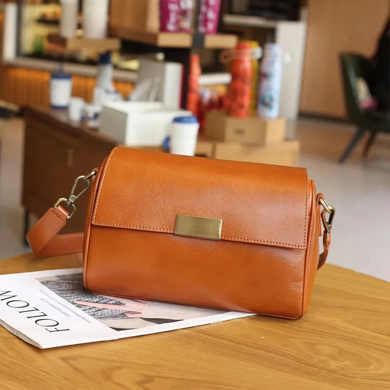 Vielseitige Damen-Umhängetasche aus Rindsleder, Damen-Crossbody-Tasche, Neu 2025, pflanzlich gegerbtes Oberleder, lässige Messenger-Handtasche