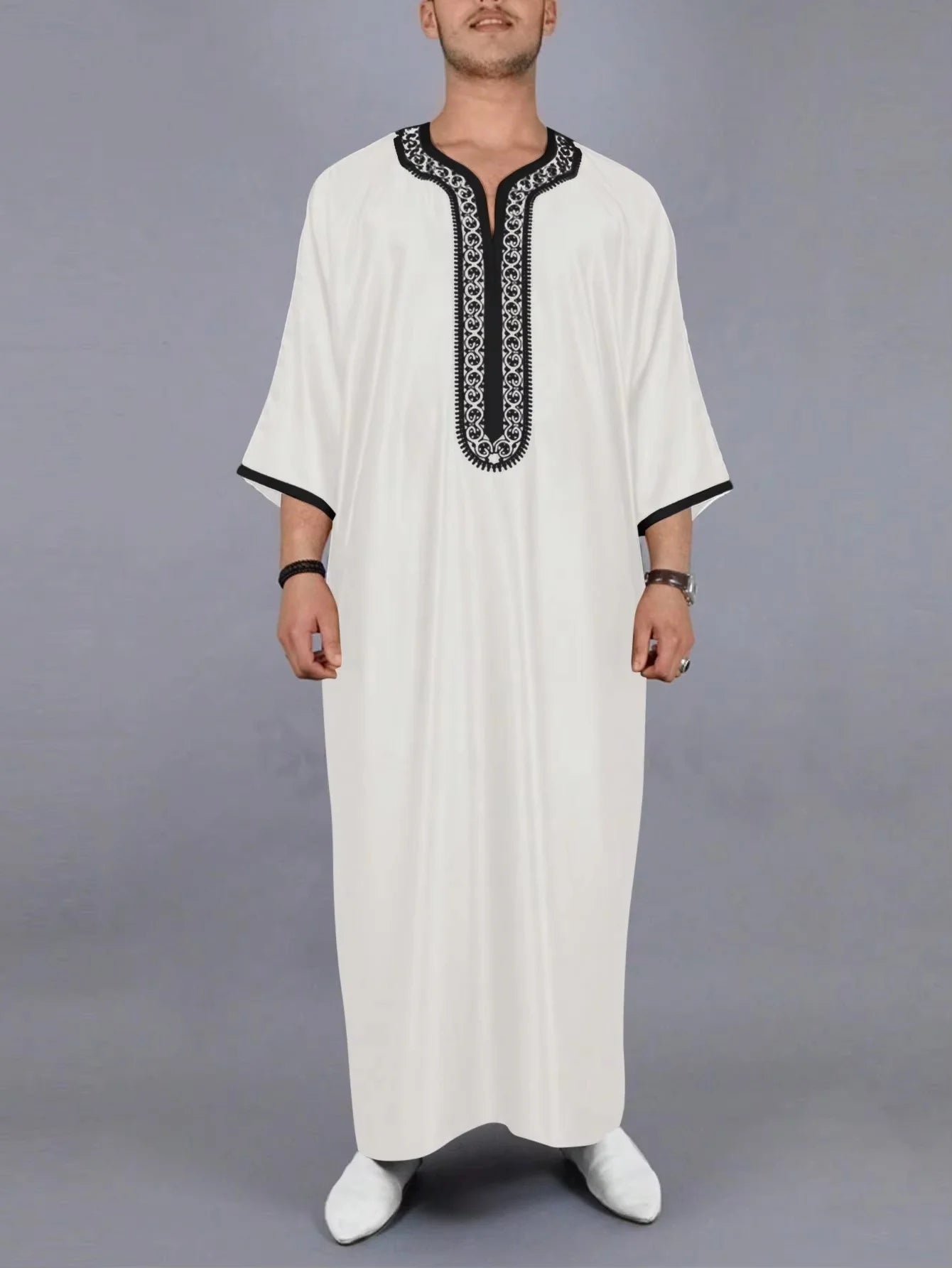 Robe homme de style ethnique marocain, tenue formelle musulmane pour l'Aïd al-Fitr, robe homme brodée de luxe, robe au design exquis