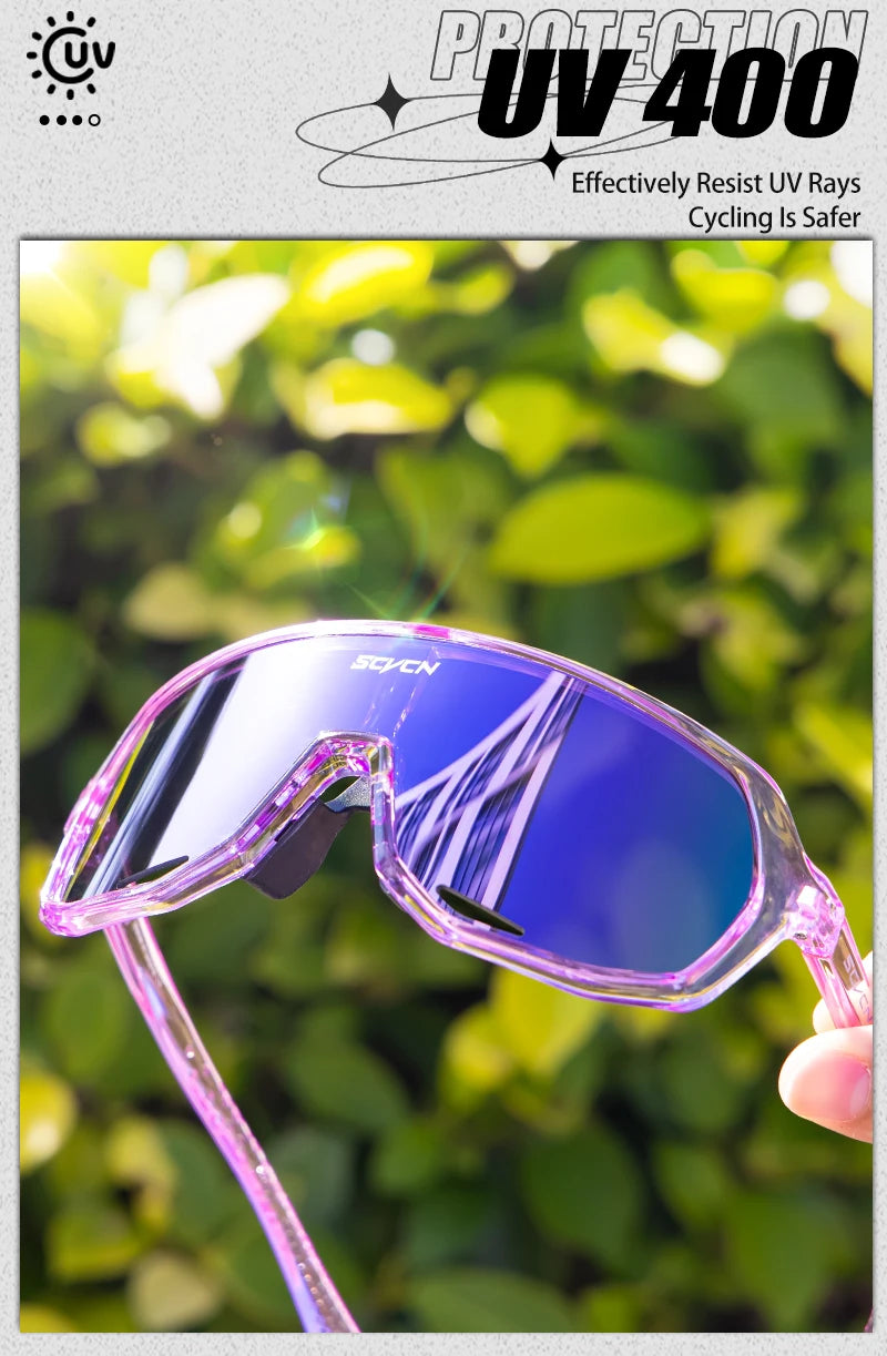 SCVCN Lunettes de soleil photochromiques d'extérieur, lunettes de cyclisme pour hommes, lunettes de vélo pour femmes, VTT, vélo de route, lunettes de cyclisme UV400