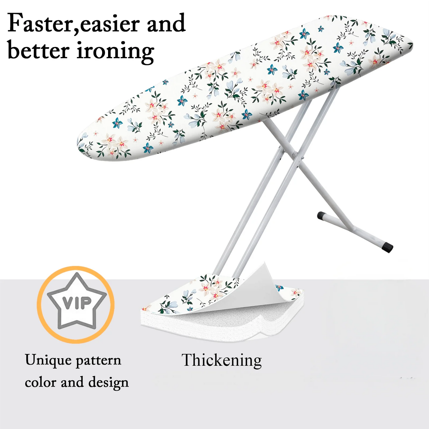 MZXcuin Ironing Board Covers (140x50 cm) Drawstring Tightening with Thick Felt Padding, Easy Fit, Scorch Resistant