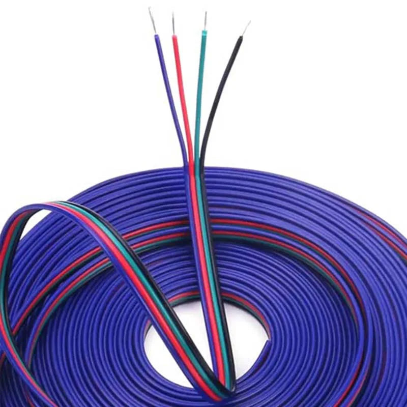 DC 12V 4Pin Extension Power Cable 5m 10m 20m 50m LED Connect Wire Tinned Copper Electrical Cord For SMD2835 5050 LED Strip Light