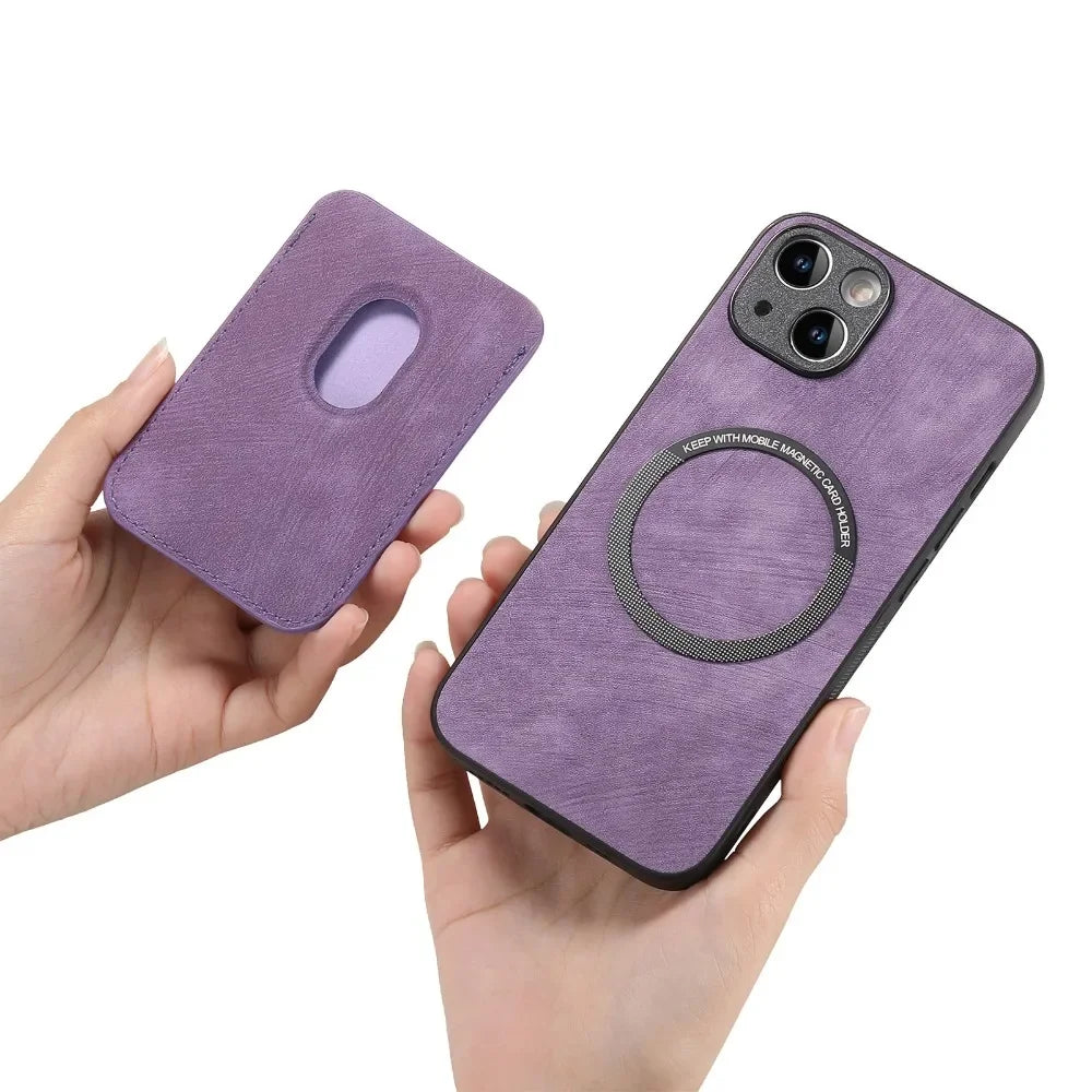 Vintage-Lederhülle mit abnehmbarem magnetischem Kartenhalter für iPhone 17 Air 16e 16 Pro Max 15 14 Plus 13 12 11