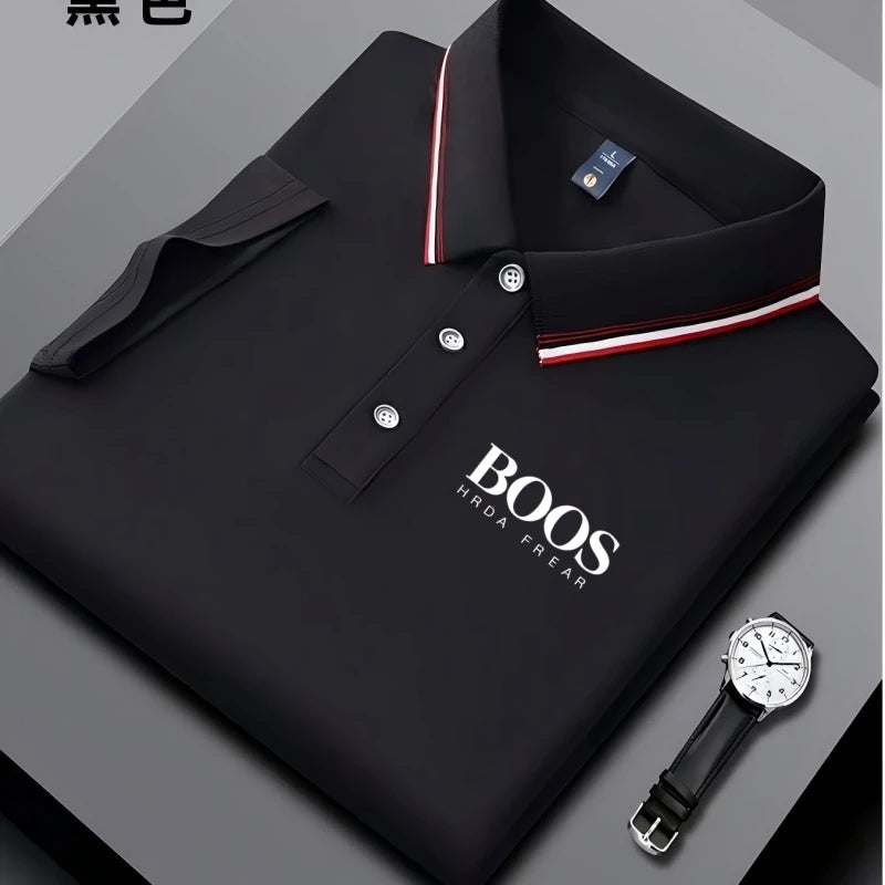 Besticktes neues Herren Business Casual Kurzarm-Poloshirt, modisches, atmungsaktives, bequemes und vielseitiges Oberteil